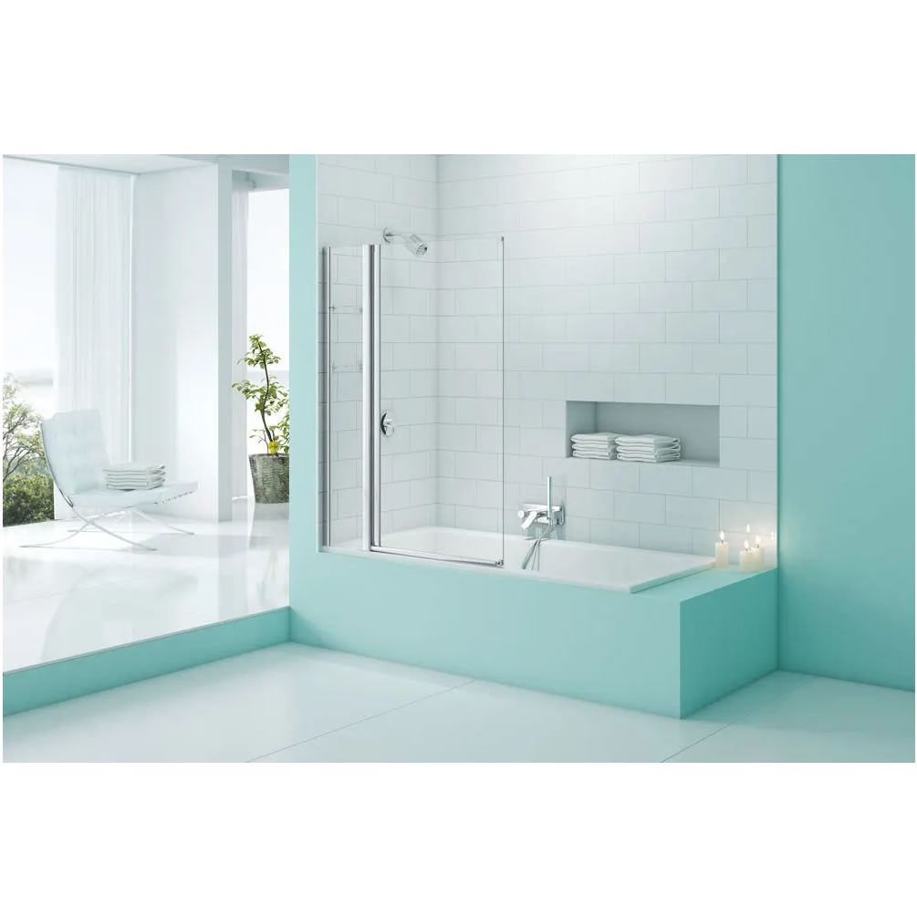 Lifestyle image of Merlyn SecureSeal Two Panel Hinged Bath Screen & Shelves